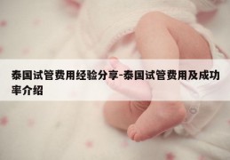泰国试管费用经验分享-泰国试管费用及成功率介绍