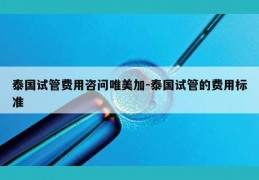 泰国试管费用咨问唯美加-泰国试管的费用标准