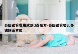 泰国试管费用就到d泰东方-泰国试管婴儿多钱联系方式