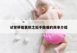 试管移植囊胚之后手酸痛的简单介绍