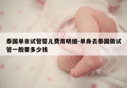 泰国单亲试管婴儿费用明细-单身去泰国做试管一般要多少钱