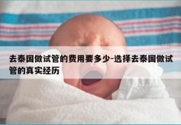 去泰国做试管的费用要多少-选择去泰国做试管的真实经历