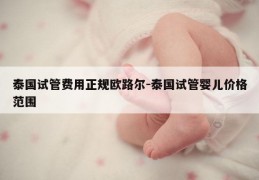 泰国试管费用正规欧路尔-泰国试管婴儿价格范围