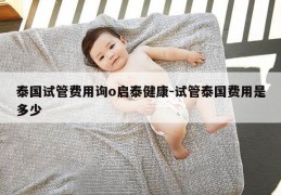 泰国试管费用询o启泰健康-试管泰国费用是多少