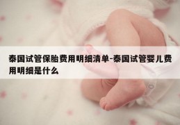 泰国试管保胎费用明细清单-泰国试管婴儿费用明细是什么