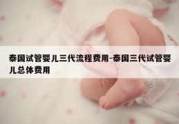泰国试管婴儿三代流程费用-泰国三代试管婴儿总体费用