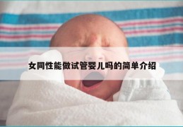 女同性能做试管婴儿吗的简单介绍