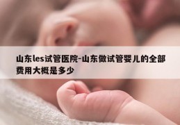山东les试管医院-山东做试管婴儿的全部费用大概是多少