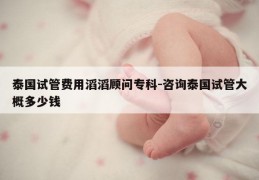 泰国试管费用滔滔顾问专科-咨询泰国试管大概多少钱