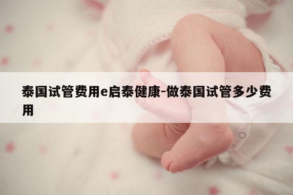 泰国试管费用e启泰健康-做泰国试管多少费用