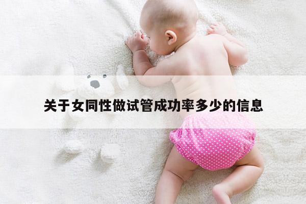 关于女同性做试管成功率多少的信息