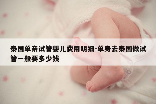 泰国单亲试管婴儿费用明细-单身去泰国做试管一般要多少钱