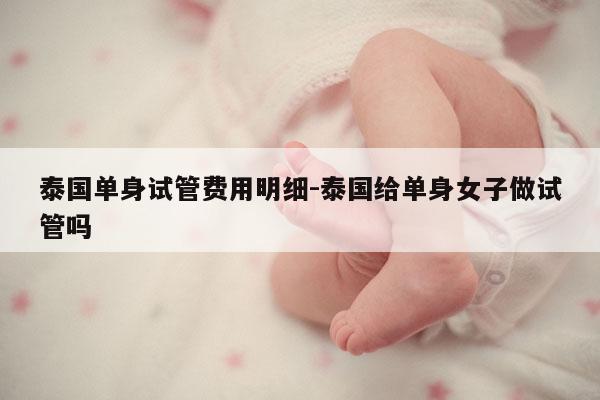 泰国单身试管费用明细-泰国给单身女子做试管吗